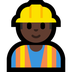 Cómo se ve el emoji Profesional de la construcción hombre: tono de piel oscuro en Microsoft.