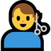 Cómo se ve el emoji Hombre cortándose el pelo en Microsoft.