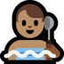 Cómo se ve el emoji Hombre en una sauna: tono de piel medio en Microsoft.