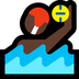 Cómo se ve el emoji Hombre jugando al waterpolo: tono de piel oscuro en Microsoft.