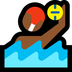 Cómo se ve el emoji Hombre jugando al waterpolo: tono de piel oscuro medio en Microsoft.