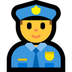 Cómo se ve el emoji Agente de policía hombre en Microsoft.