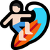 Cómo se ve el emoji Hombre haciendo surf: tono de piel claro en Microsoft.