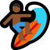 Cómo se ve el emoji Hombre haciendo surf: tono de piel oscuro medio en Microsoft.