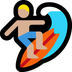 Cómo se ve el emoji Hombre haciendo surf: tono de piel claro medio en Microsoft.