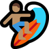 Cómo se ve el emoji Hombre haciendo surf: tono de piel medio en Microsoft.