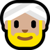 Cómo se ve el emoji Hombre con turbante: tono de piel claro medio en Microsoft.