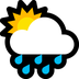 Cómo se ve el emoji Sol detrás de una nube con lluvia en Microsoft.