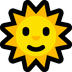 Cómo se ve el emoji Sol con cara en Microsoft.