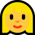 Cómo se ve el emoji Mujer rubia en Microsoft.