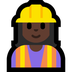 Cómo se ve el emoji Profesional de la construcción mujer: tono de piel oscuro en Microsoft.