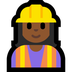 Cómo se ve el emoji Profesional de la construcción mujer: tono de piel oscuro medio en Microsoft.