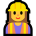 Cómo se ve el emoji Profesional de la construcción mujer en Microsoft.