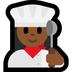 Cómo se ve el emoji Chef mujer: tono de piel oscuro medio en Microsoft.