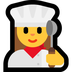 Cómo se ve el emoji Chef mujer en Microsoft.