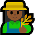 Cómo se ve el emoji Profesional de la agricultura mujer: tono de piel oscuro medio en Microsoft.