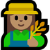 Cómo se ve el emoji Profesional de la agricultura mujer: tono de piel medio en Microsoft.