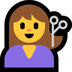 Cómo se ve el emoji Mujer cortándose el pelo en Microsoft.