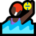 Cómo se ve el emoji Mujer jugando al waterpolo: tono de piel oscuro en Microsoft.