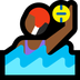 Cómo se ve el emoji Mujer jugando al waterpolo: tono de piel oscuro medio en Microsoft.