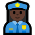 Cómo se ve el emoji Agente de policía mujer: tono de piel oscuro en Microsoft.