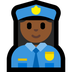 Cómo se ve el emoji Agente de policía mujer: tono de piel oscuro medio en Microsoft.