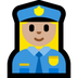 Cómo se ve el emoji Agente de policía mujer: tono de piel claro medio en Microsoft.