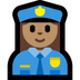 Cómo se ve el emoji Agente de policía mujer: tono de piel medio en Microsoft.