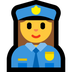 Cómo se ve el emoji Agente de policía mujer en Microsoft.