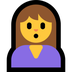 Cómo se ve el emoji Mujer haciendo pucheros en Microsoft.