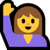 Cómo se ve el emoji Mujer con la mano levantada en Microsoft.