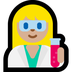 Cómo se ve el emoji Profesional de la ciencia mujer: tono de piel claro medio en Microsoft.