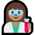 Cómo se ve el emoji Profesional de la ciencia mujer: tono de piel medio en Microsoft.