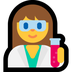 Cómo se ve el emoji Profesional de la ciencia mujer en Microsoft.