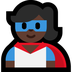 Cómo se ve el emoji Superheroína: tono de piel oscuro en Microsoft.