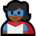 Cómo se ve el emoji Superheroína: tono de piel oscuro medio en Microsoft.