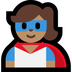 Cómo se ve el emoji Superheroína: tono de piel medio en Microsoft.