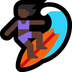 Cómo se ve el emoji Mujer haciendo surf: tono de piel oscuro en Microsoft.