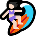 Cómo se ve el emoji Mujer haciendo surf: tono de piel claro en Microsoft.