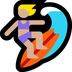 Cómo se ve el emoji Mujer haciendo surf: tono de piel claro medio en Microsoft.