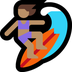 Cómo se ve el emoji Mujer haciendo surf: tono de piel medio en Microsoft.