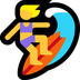 Cómo se ve el emoji Mujer haciendo surf en Microsoft.