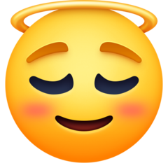 Cómo se ve el emoji Cara sonriendo con aureola en Facebook.