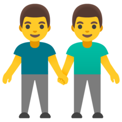 Cómo se ve el emoji Hombres de la mano en Google.