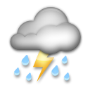 Cómo se ve el emoji Nube con rayo y lluvia en Lg.