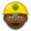 Cómo se ve el emoji Profesional de la construcción: tono de piel oscuro en Lg.