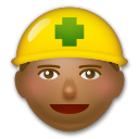 Cómo se ve el emoji Profesional de la construcción: tono de piel oscuro medio en Lg.