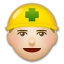 Cómo se ve el emoji Profesional de la construcción: tono de piel claro medio en Lg.