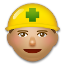 Cómo se ve el emoji Profesional de la construcción: tono de piel medio en Lg.