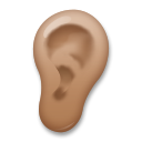 Cómo se ve el emoji Oreja: tono de piel oscuro medio en Lg.